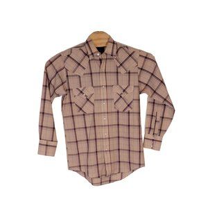 Plains Western Wear Long Sleeve Pearl‎ Snap Button Up Shirt Size Small